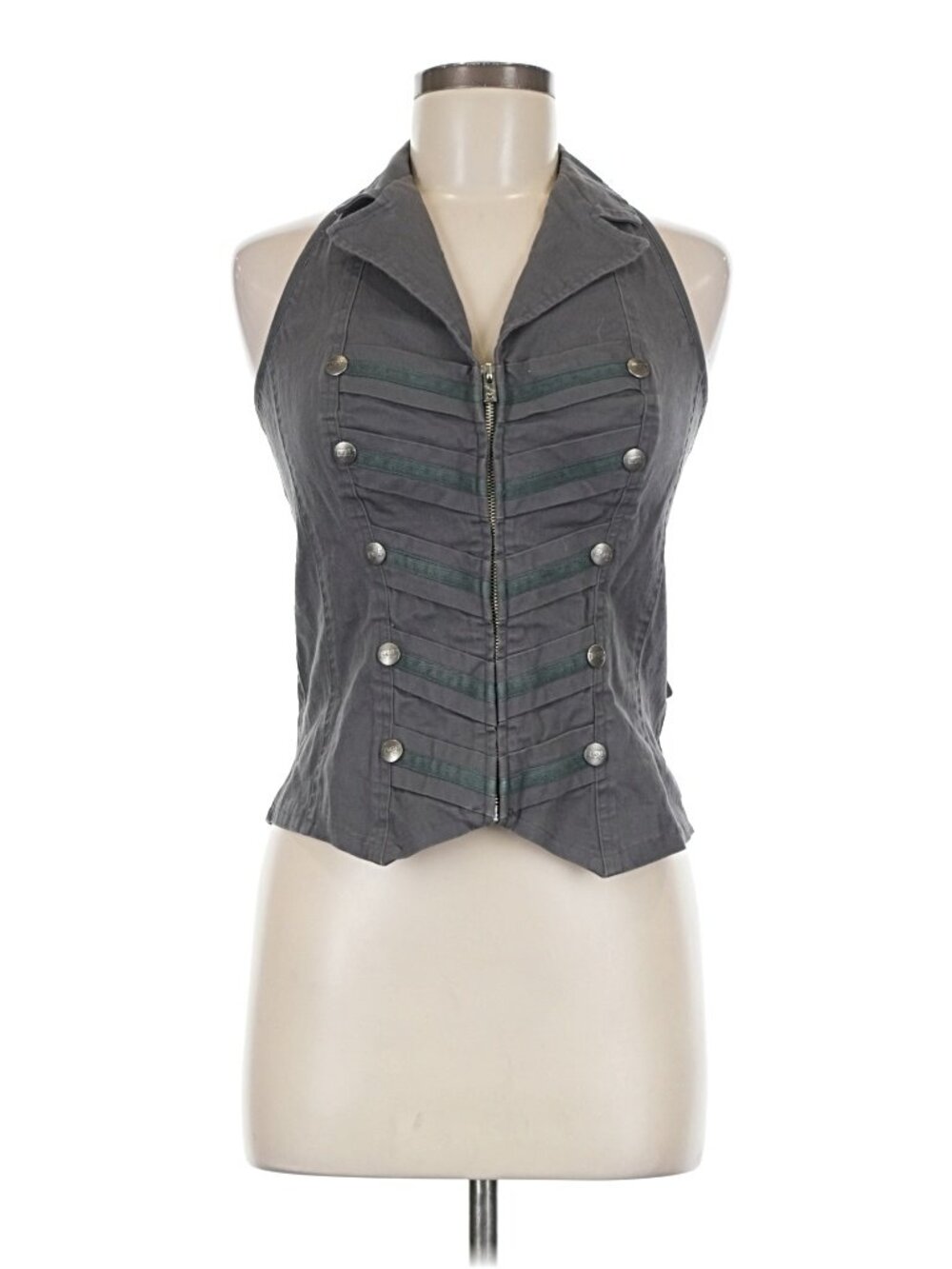 Military Halter Corset Vest Top GOTHIC PUNK RARE EUC